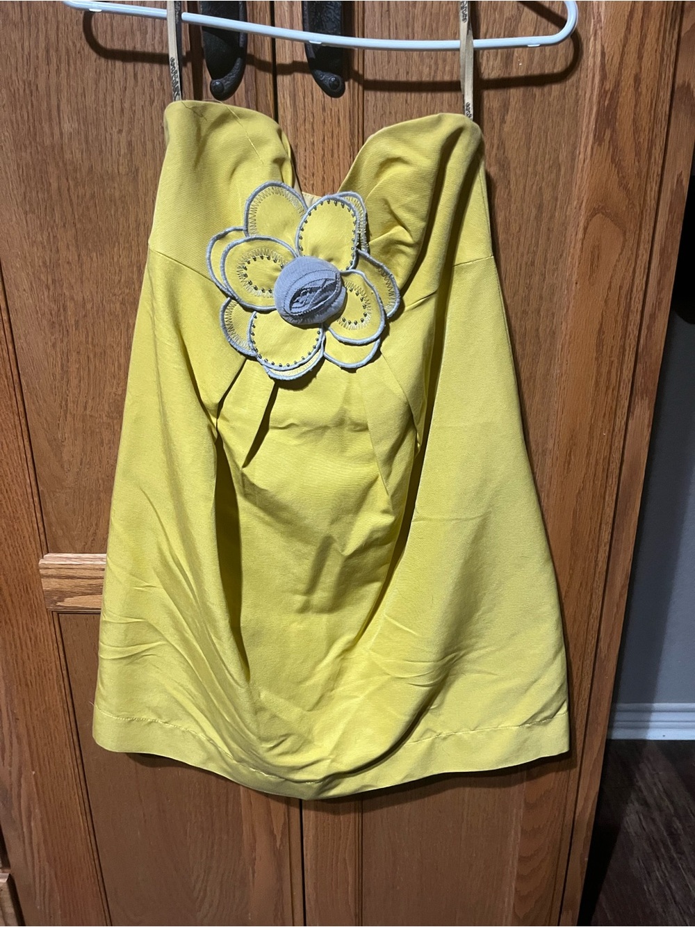 Lela Rose Strapless Yellow Flower cocktail Dress